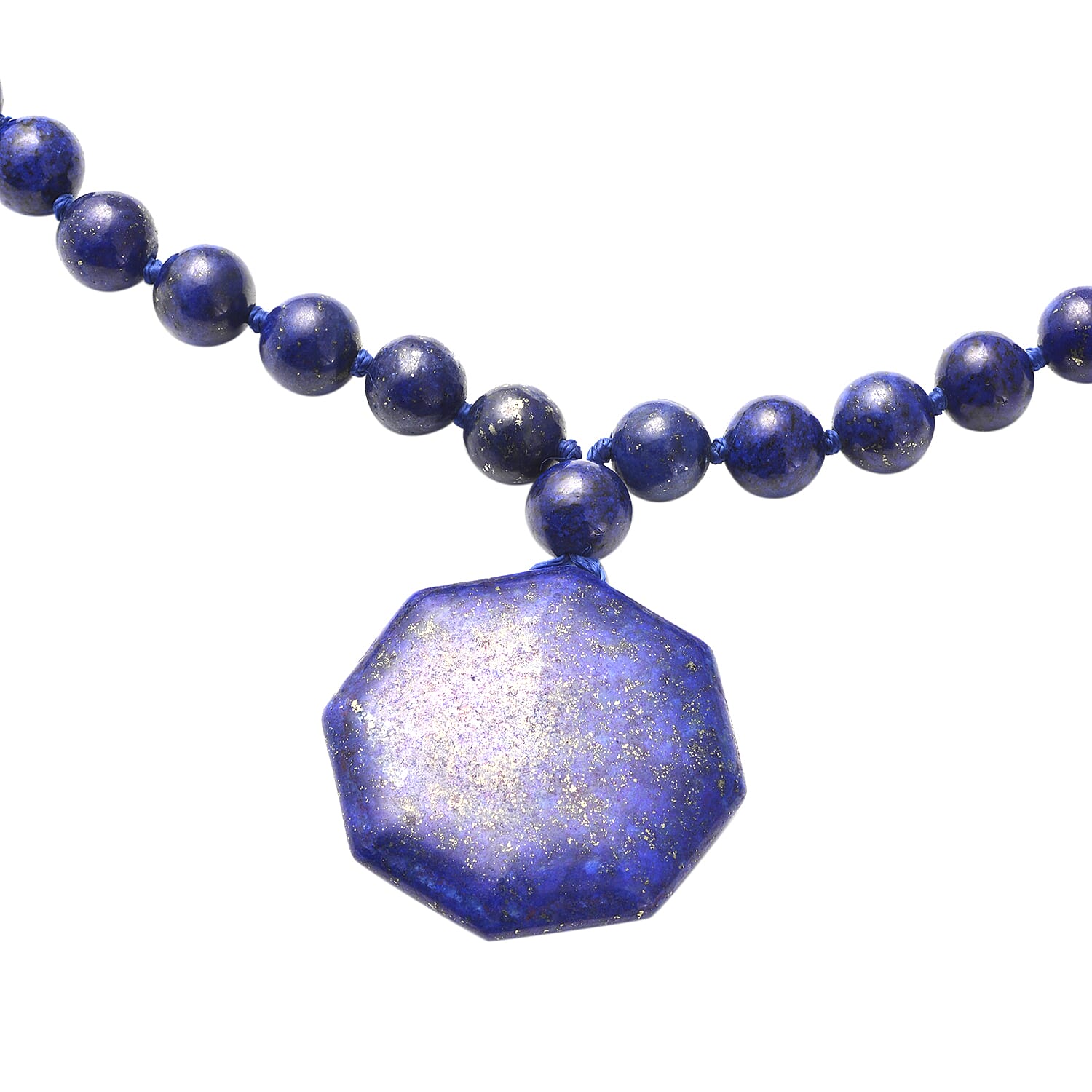 Lapis Lazuli Beads Necklace (Size - 20) in Platinum Overlay Sterling Silver 299.00 Ct.