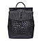 Closeout Deal Genuine Leather Crocodile Pattern Backpack - Black