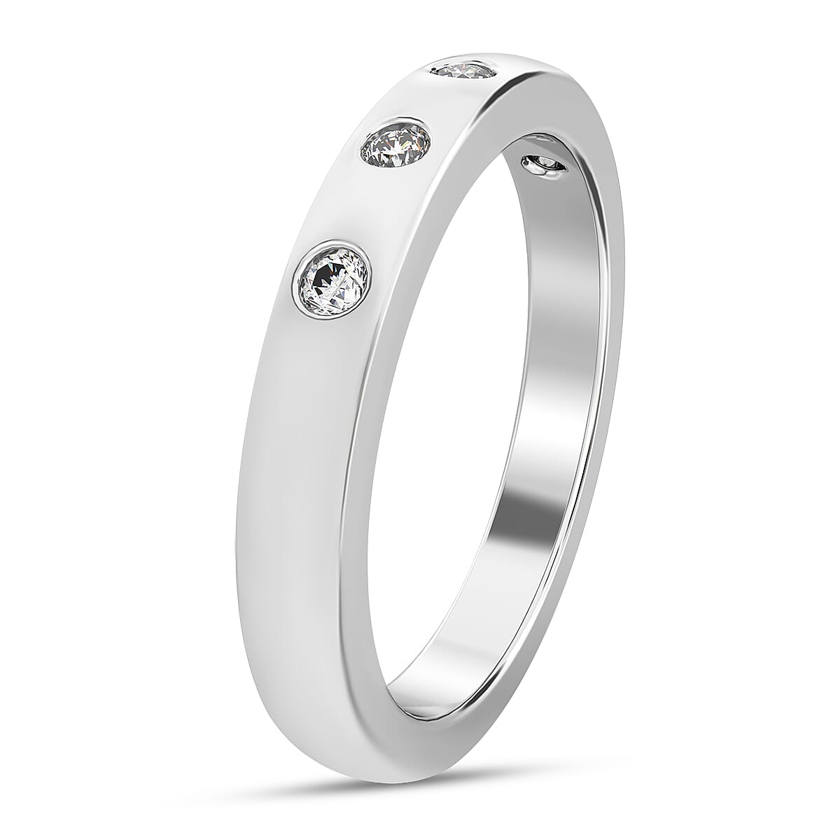 950 Platinum   White Diamond Certified E-F-VS  Ring 0.15 ct,  Platinum Wt. 5.33 Gms  0.150  Ct.