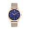 Jacques Du Manoir Emotion Swiss Movement Blue Dial and Rose Gold Case Water Resistant Watch with Milanese Bracelet Strap in Rose Gold Tone