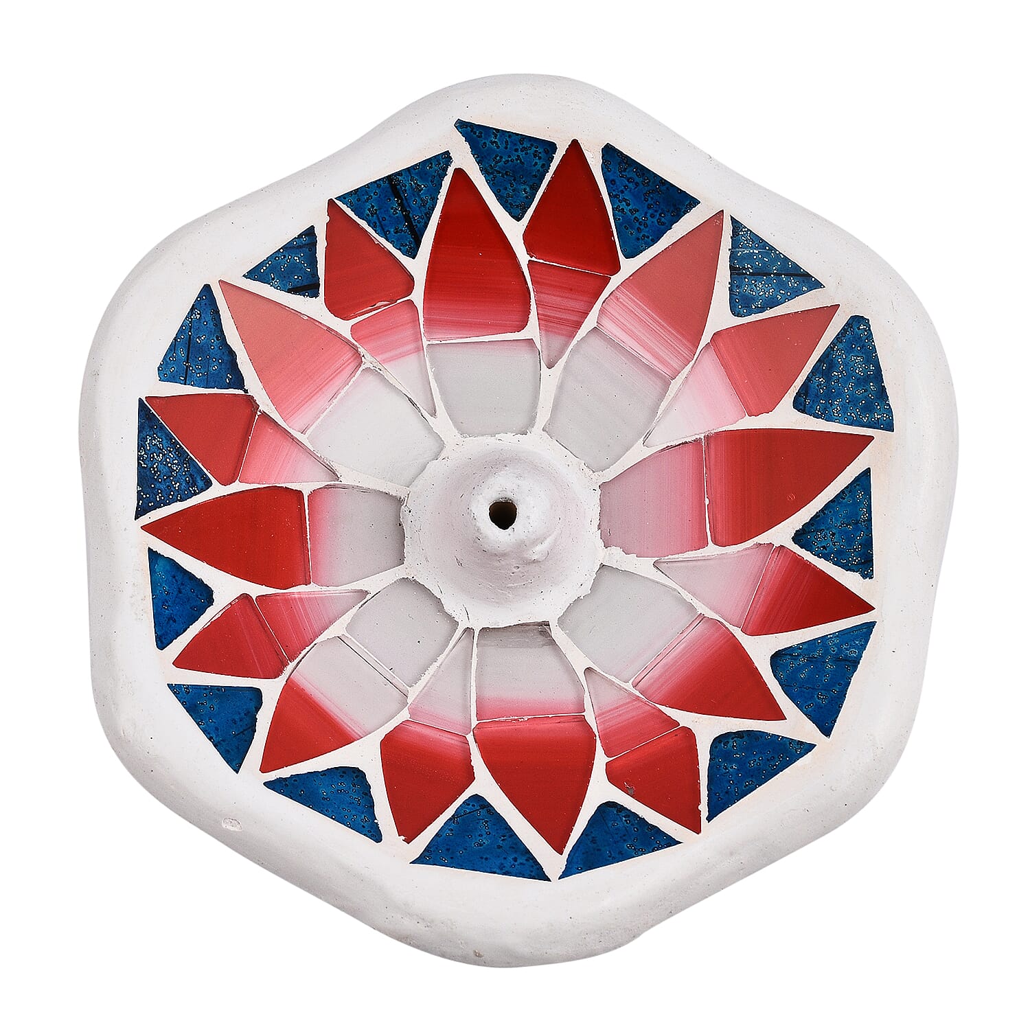 Handmade Mosaic Round Incense Holder (Size 10cm) - Red and Multi