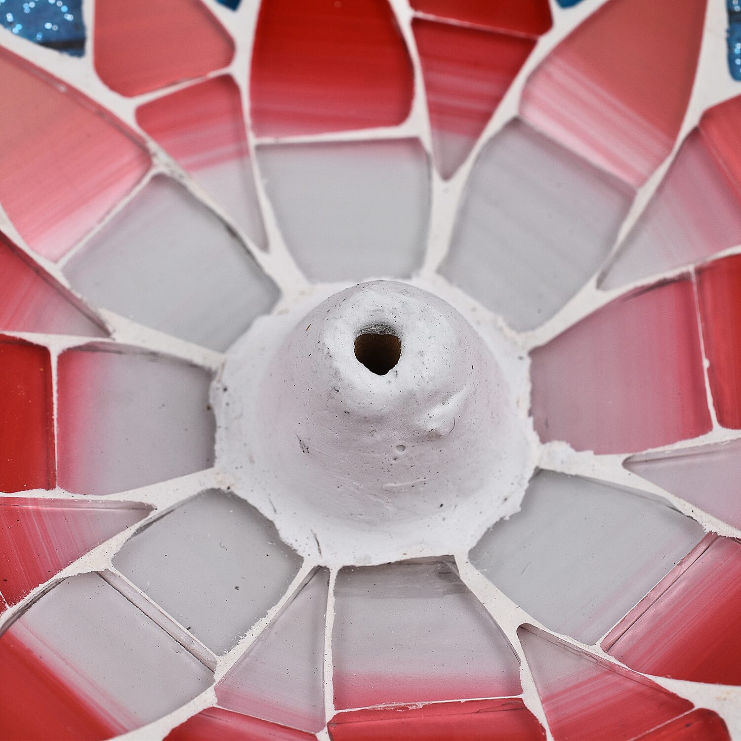 Handmade Mosaic Round Incense Holder (Size 10cm) - Red and Multi