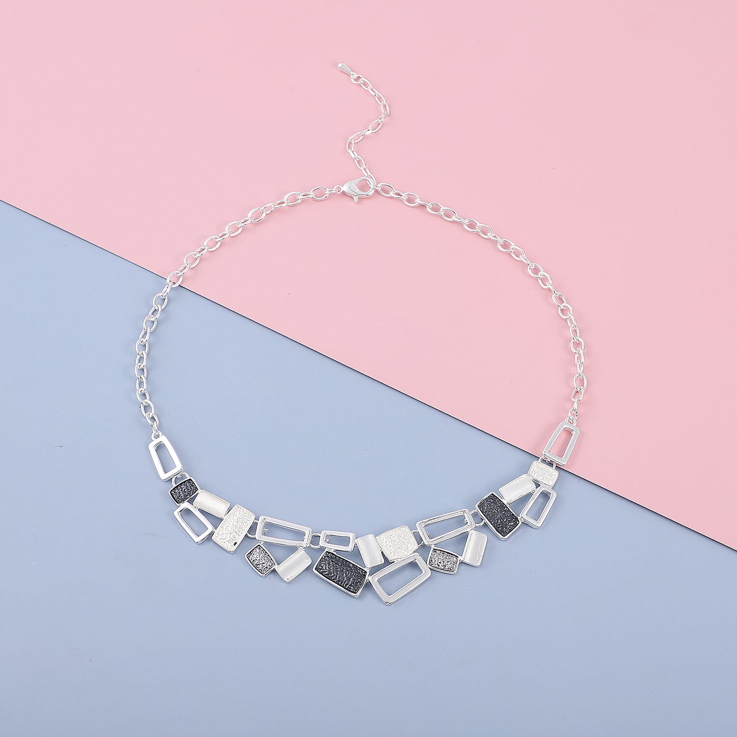 White Cats Eye Necklace (Size - 20 with 2 inch Extender) in Silver Tone