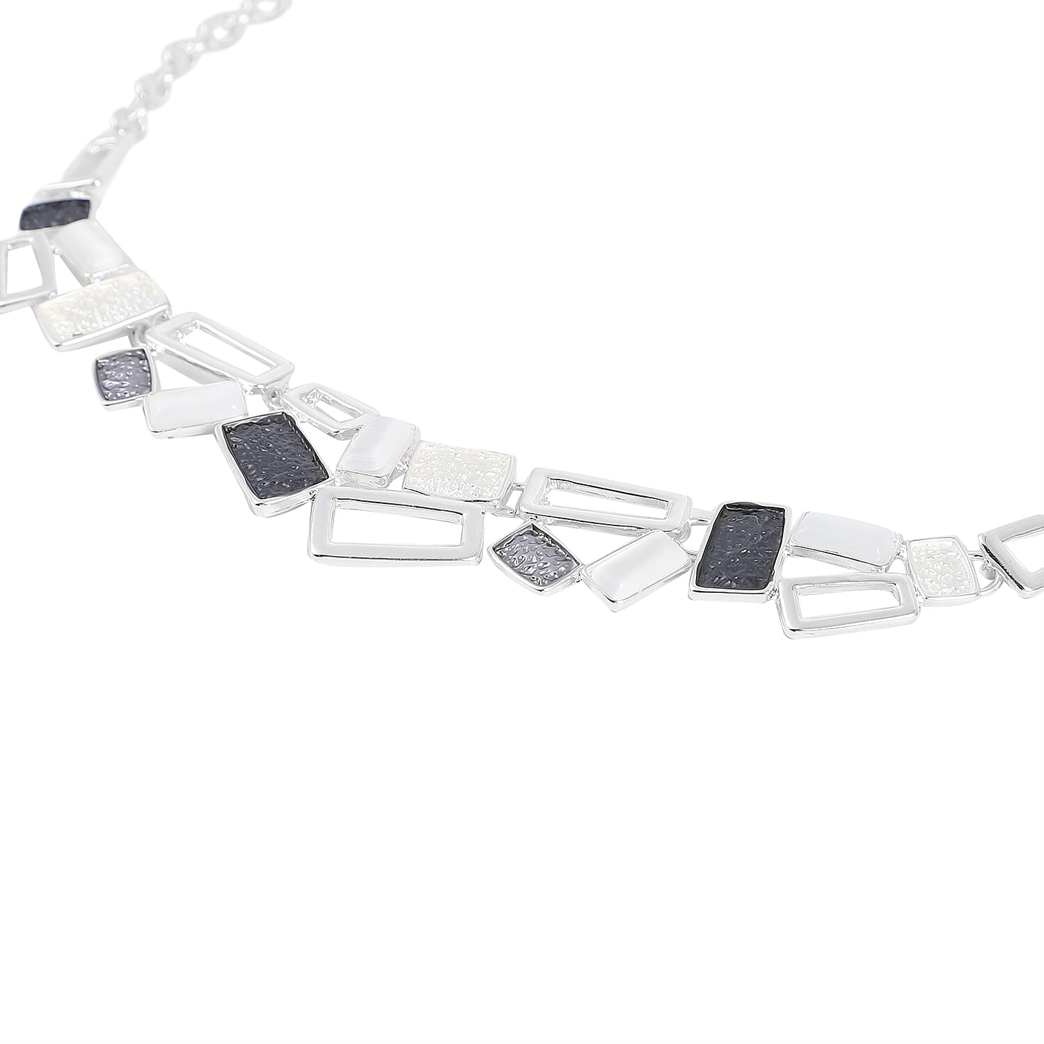 White Cats Eye Necklace (Size - 20 with 2 inch Extender) in Silver Tone