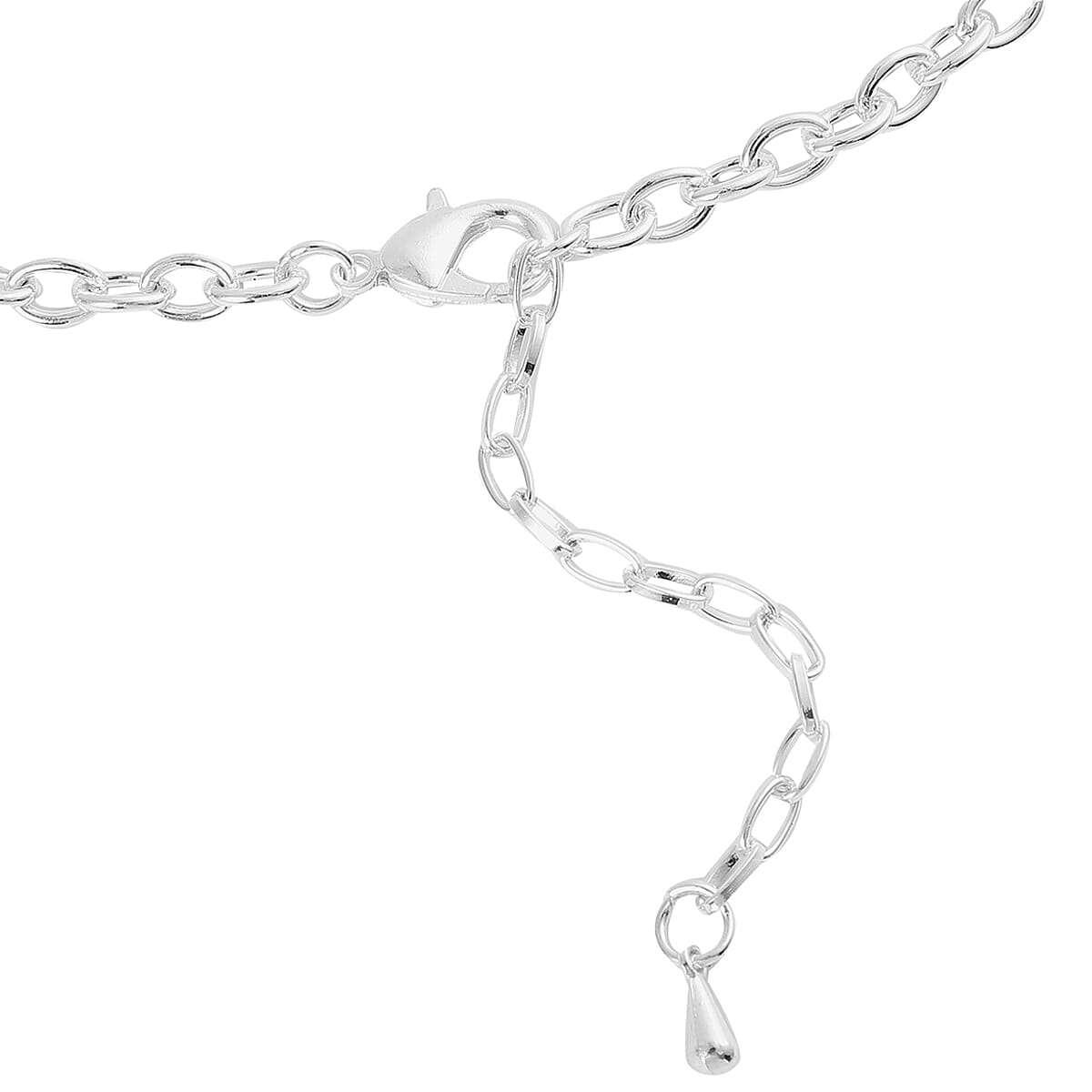 White Cats Eye Necklace (Size - 20 with 2 inch Extender) in Silver Tone