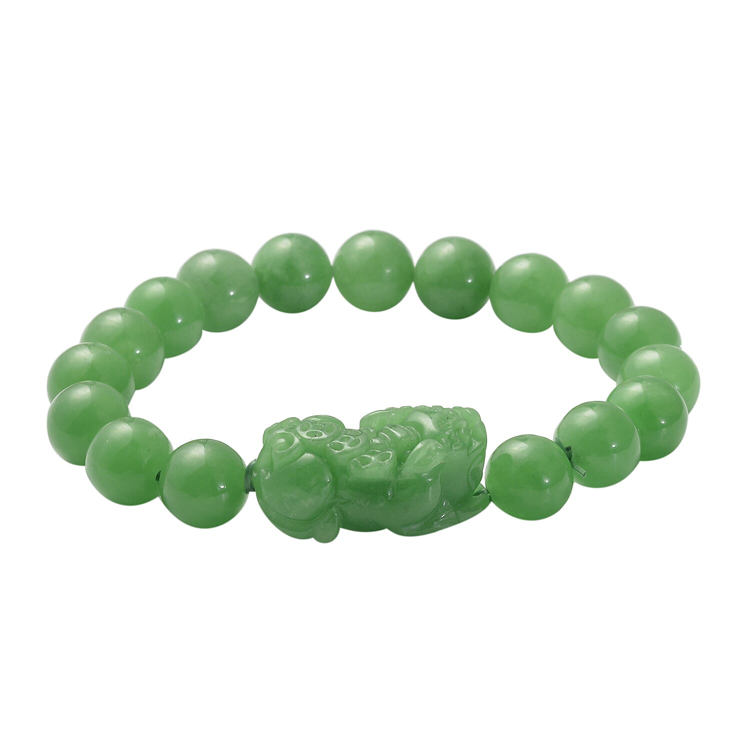 On Time Deal-Green Jade Stretchable Pixiu Bracelet