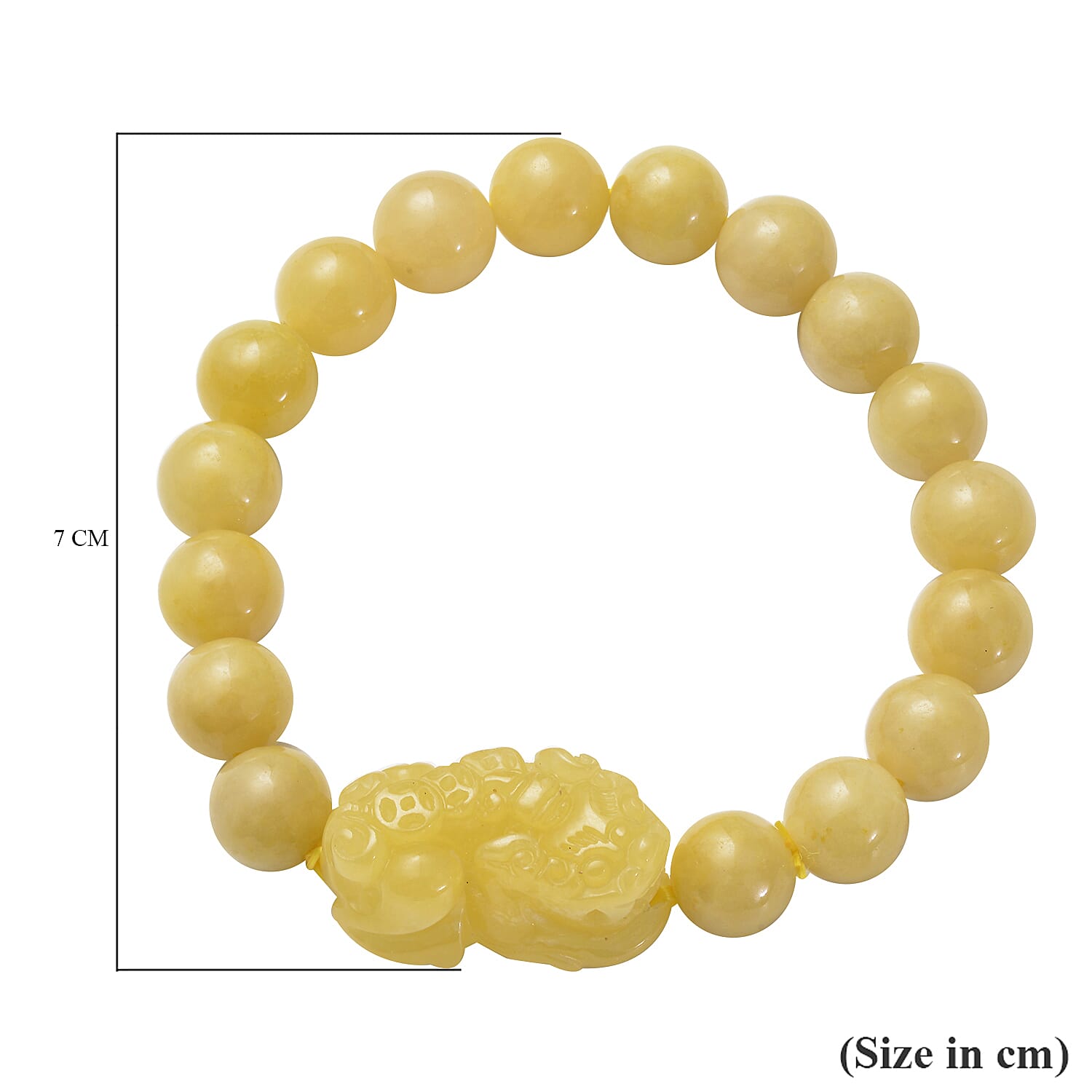 Honey Jade Stretchable Pixiu Bracelet (Size 7)