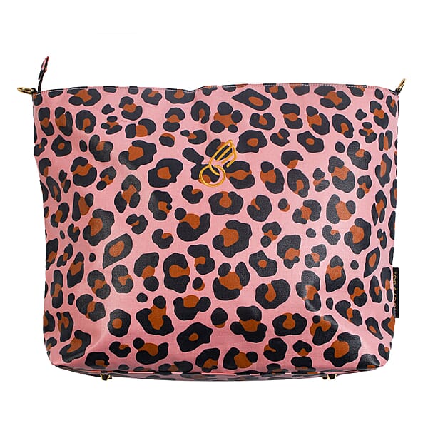 Tiggy & BO Leopard Pattern Tote Bag with Zipper Closure and Detachable