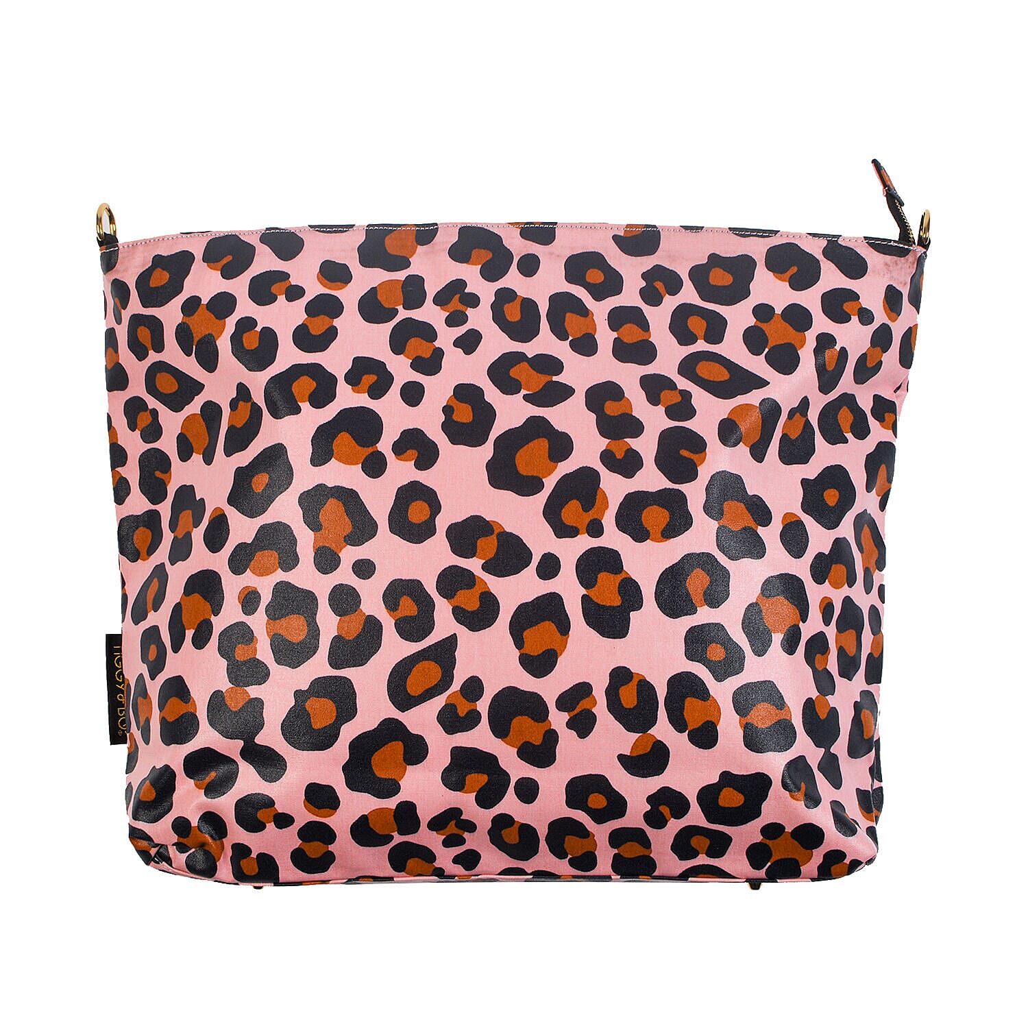 Tiggy & BO Leopard Pattern Tote Bag with Zipper Closure and Detachable Shoulder Strap - Pink & Black