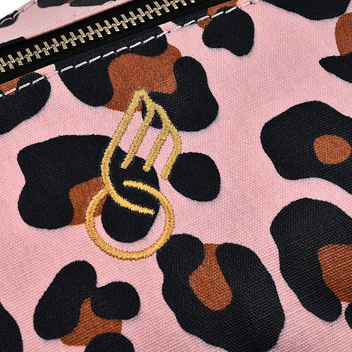 Tiggy & BO Leopard Pattern Crossbody Bag with Zipper Closure and Detachable Strap - Pink & Black