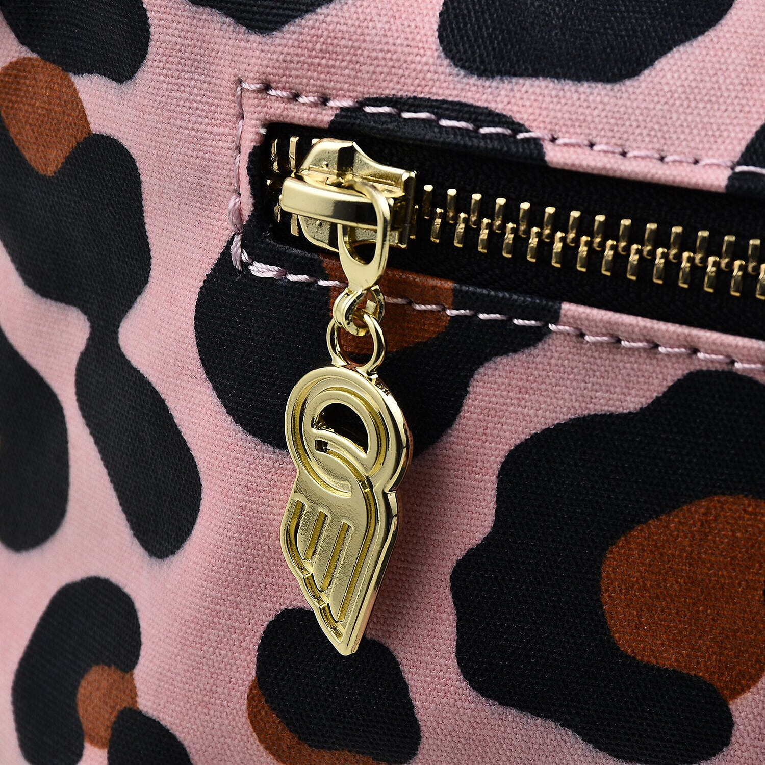 Tiggy & BO Leopard Pattern Crossbody Bag with Zipper Closure and Detachable Strap - Pink & Black