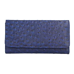 Genuine Leather Ostrich Embossed Pattern RFID Wallet - Tan