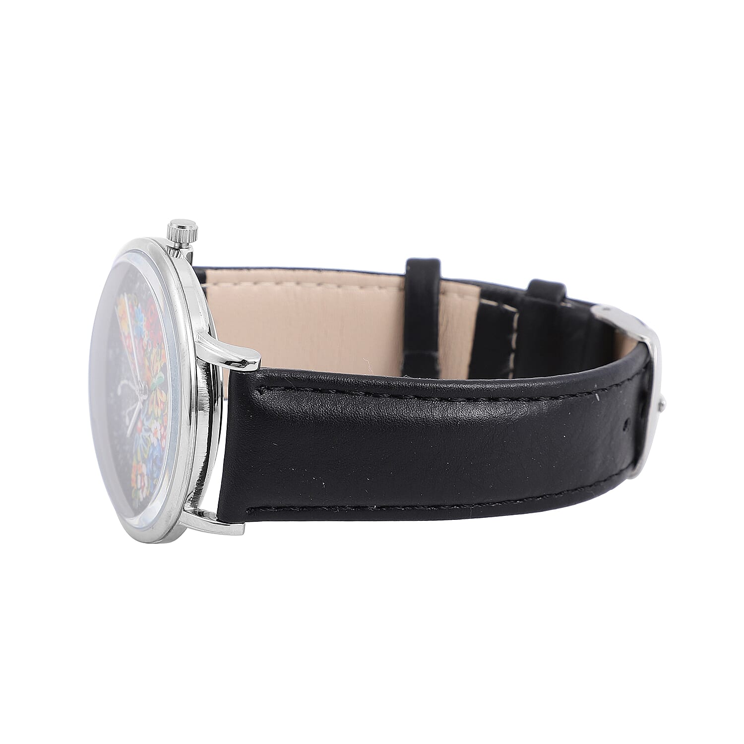 STRADA Japanese Movement 3D Butterfly Dial Water Resistant Watch with Black Colour Strap