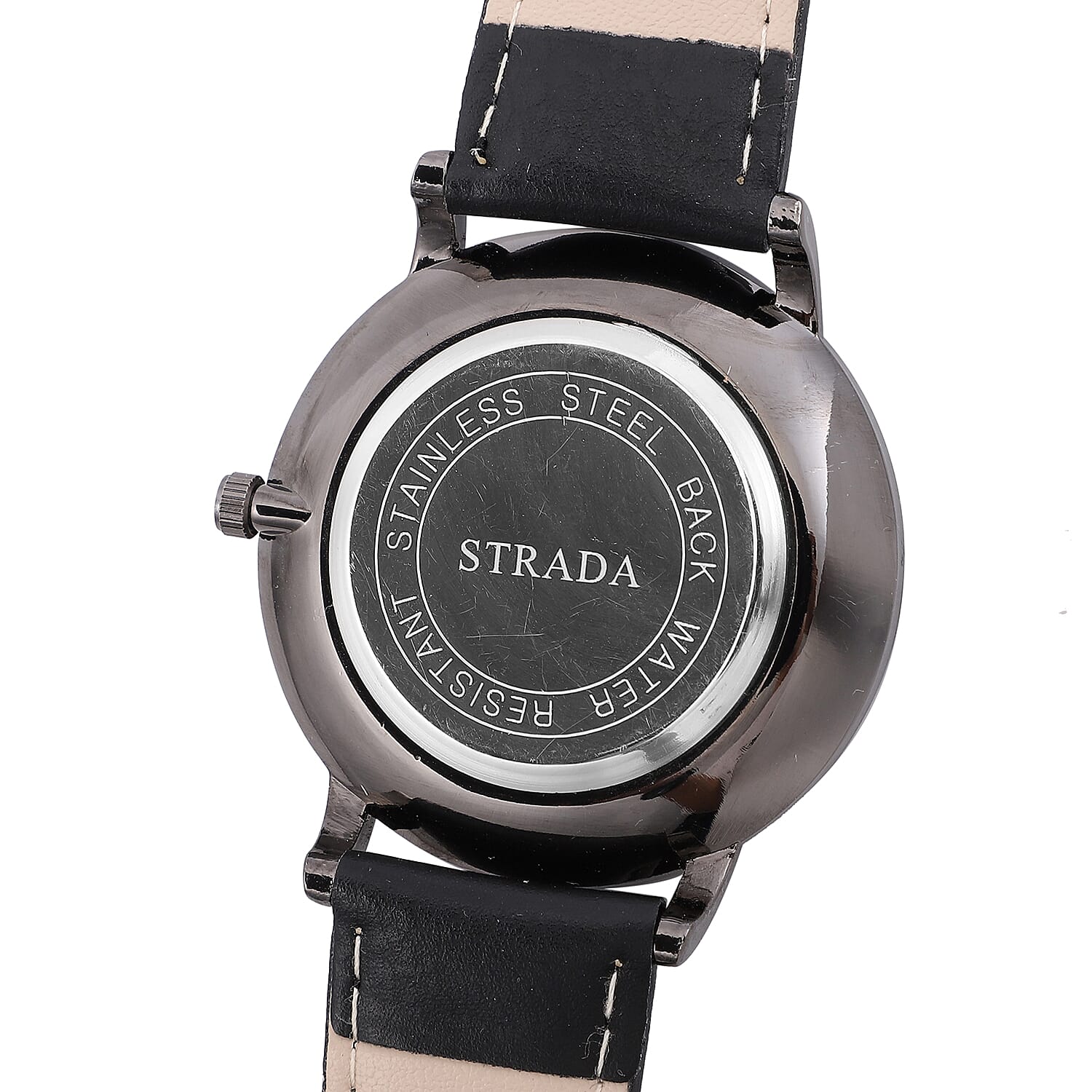 STRADA Japanese Movement 3D Tiger Head Dial Water Resistant Watch with Black Colour Strap