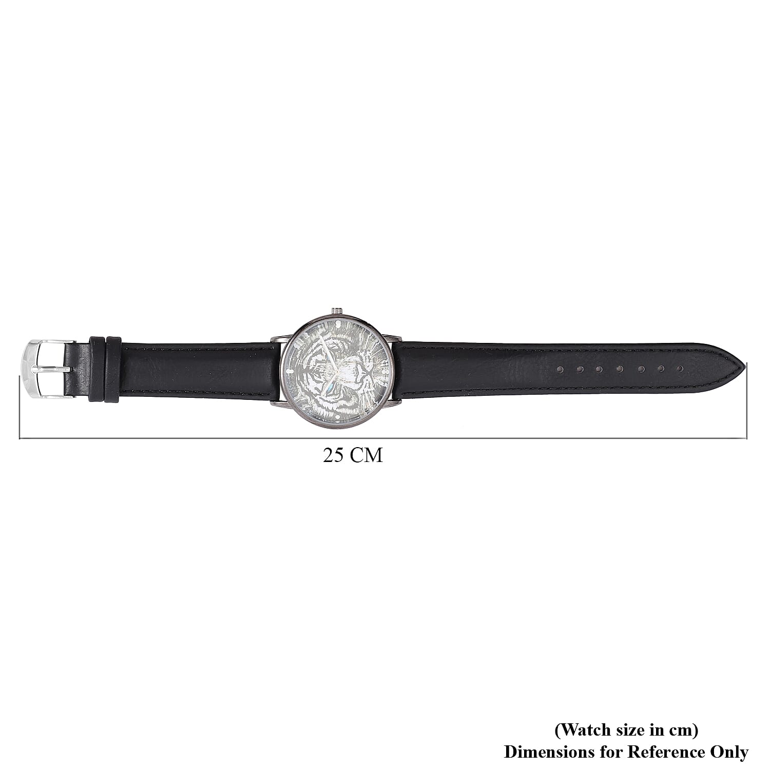 STRADA Japanese Movement 3D Tiger Head Dial Water Resistant Watch with Black Colour Strap