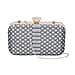 Snakeskin Pattern White Austrian Crystal Studded Clutch Bag with Long Chain Strap (Size 20x12x4 Cm) - Black & White
