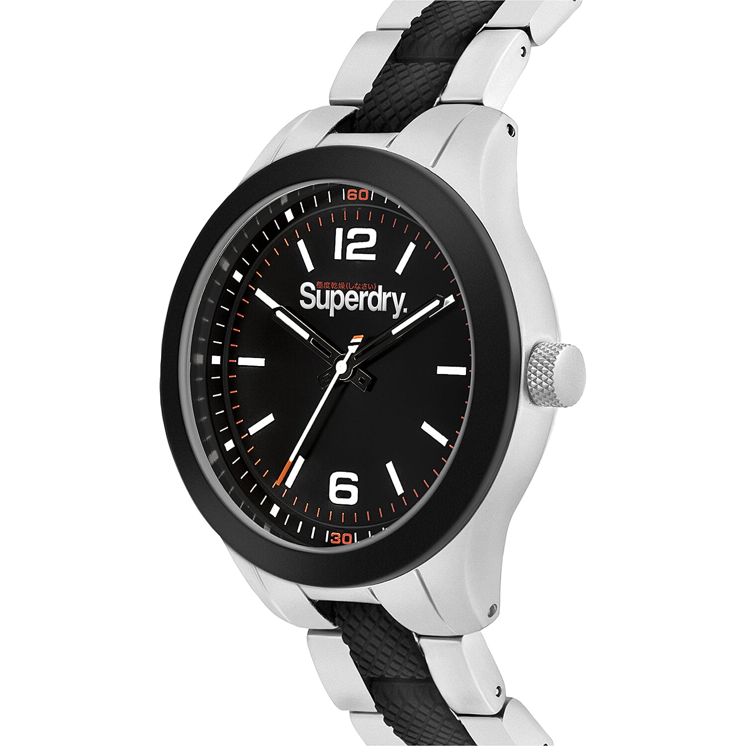 Superdry Scuba Sport Round Dial Analog Watch in Black and Silver Tone