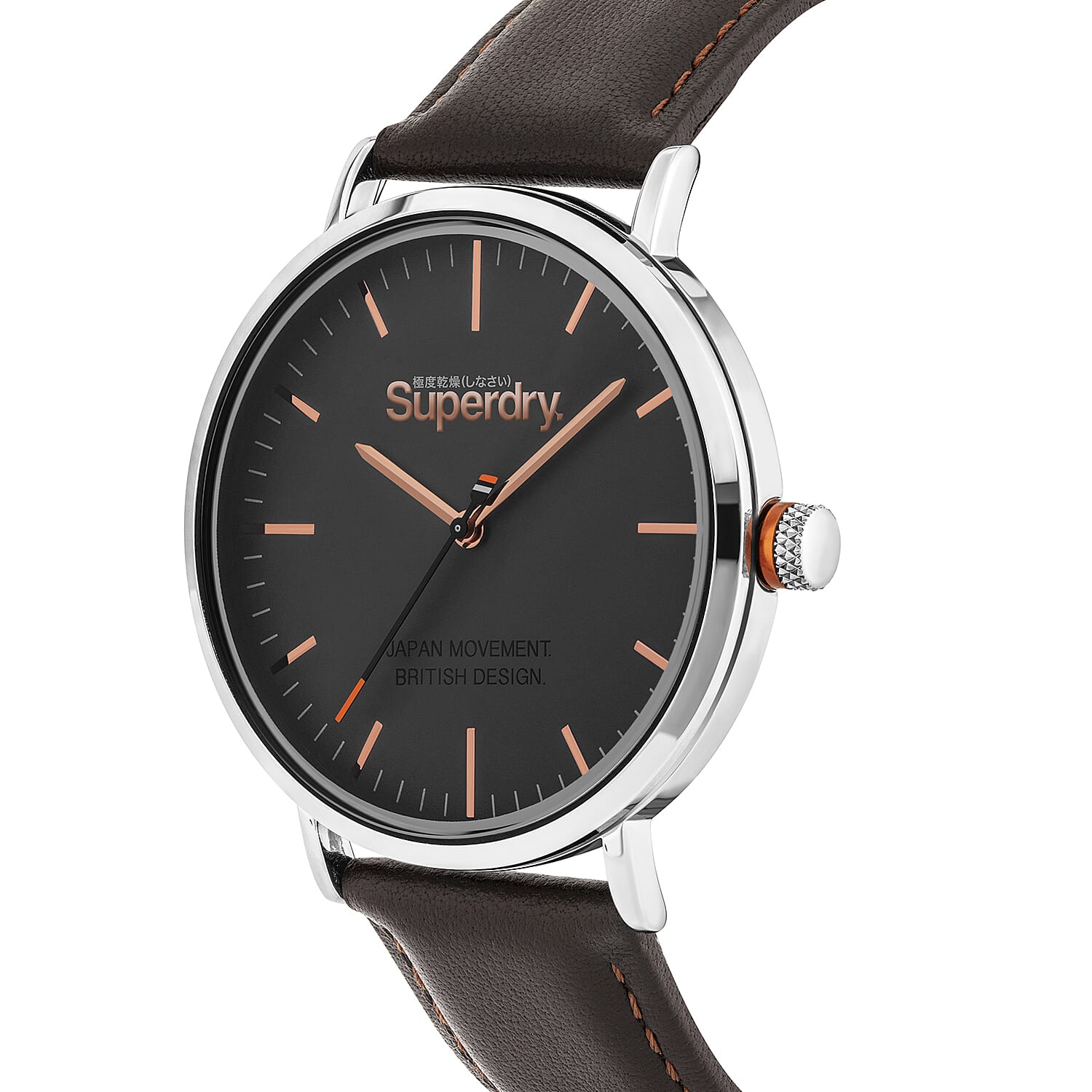 Superdry Oxford Round Dial Brown Genuine Leather Strap Watch