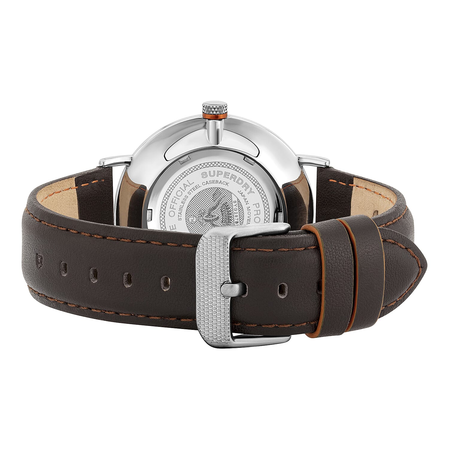 Superdry Oxford Round Dial Brown Genuine Leather Strap Watch