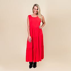 TAMSY Open Back Sleeveless Midi Dress - Coral