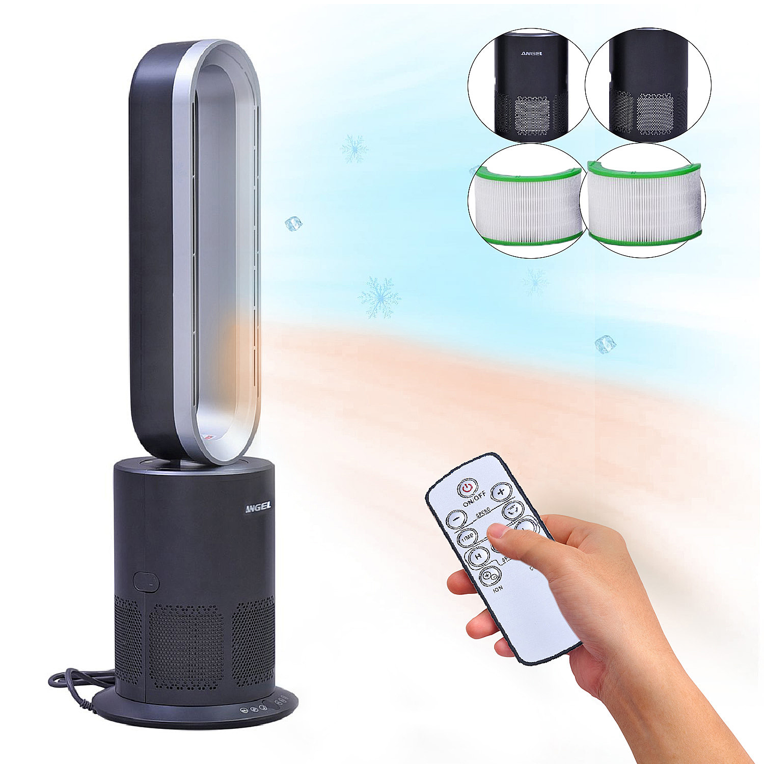 5-in-Electric-Bladeless-HeaterFan-with-Remote-Control,-Air-Purifier-wi