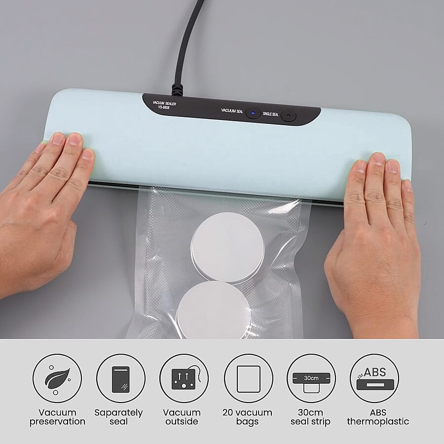 Homesmart Automatic Vacuum Sealer Machine for Food Preservation with 20 Pcs Vacuum Bags - Blue