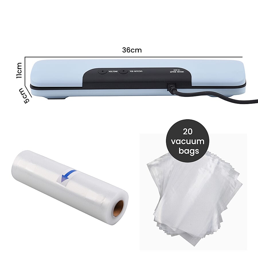Homesmart Automatic Vacuum Sealer Machine for Food Preservation with 20 Pcs Vacuum Bags - Blue