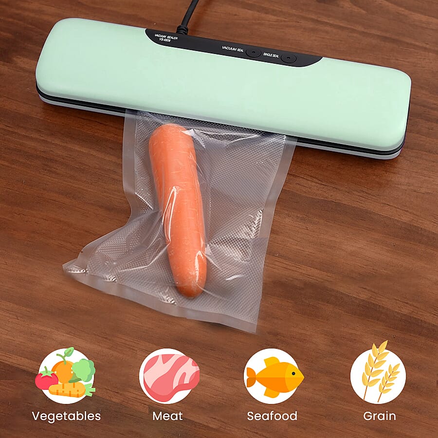 Money Saving Homesmart Automatic Vacuum Sealer Machine for Food Preservation with 20 Pcs Vacuum Bags - Green