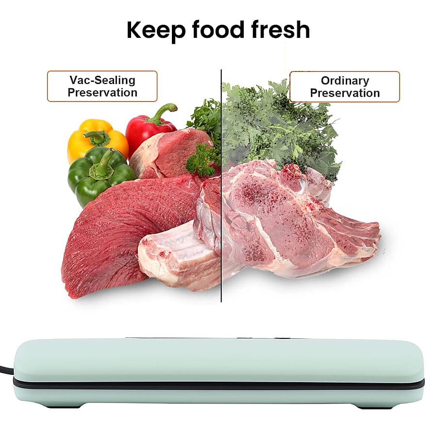 Money Saving Homesmart Automatic Vacuum Sealer Machine for Food Preservation with 20 Pcs Vacuum Bags - Green