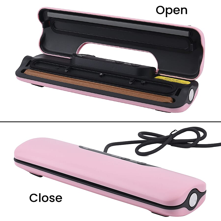 Money Saving Homesmart Automatic Vacuum Sealer Machine for Food Preservation with 20 Pcs Vacuum Bags - Pink