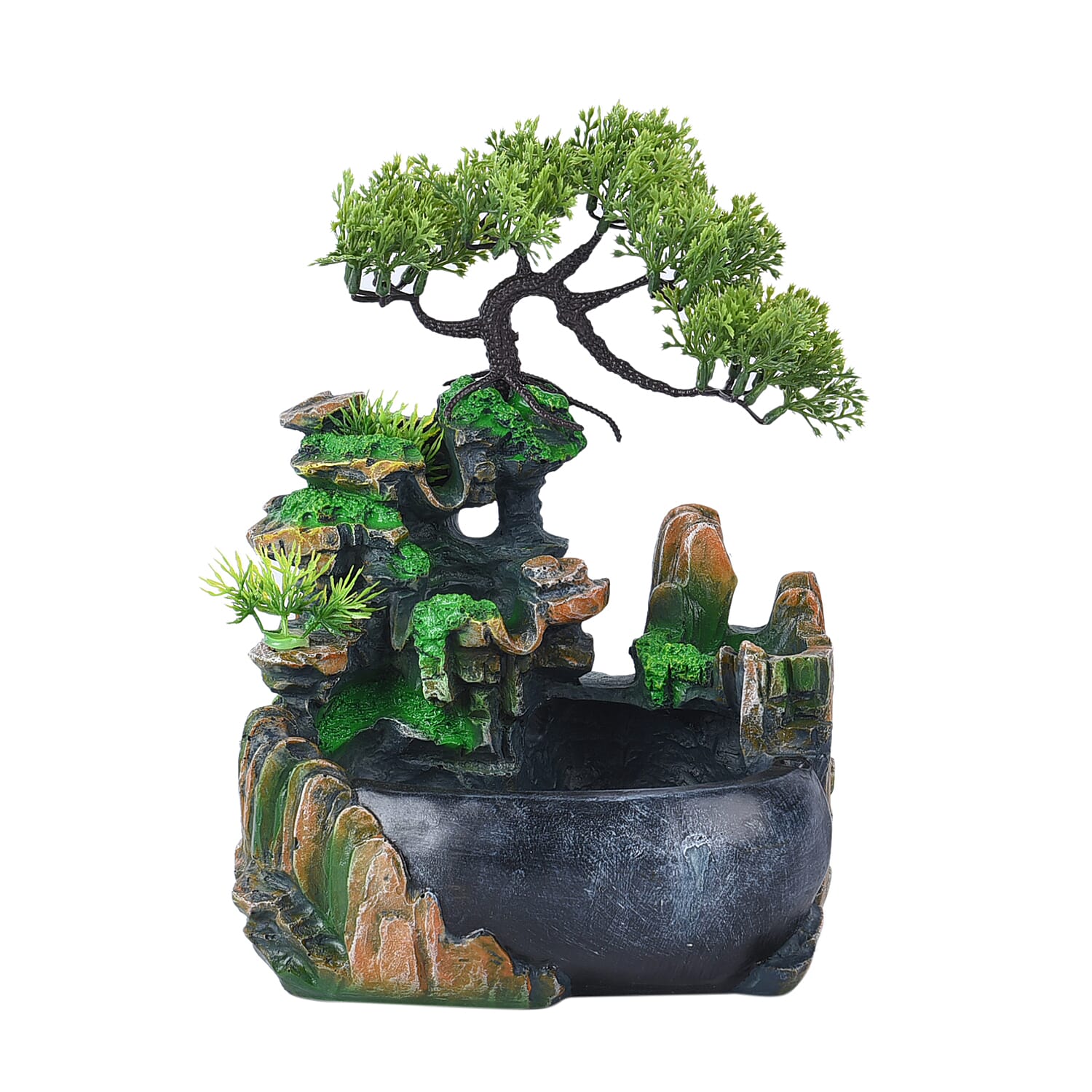 Home Decorative Forest Theme Water Fountain with LED Light (Size 19x18 Cm)