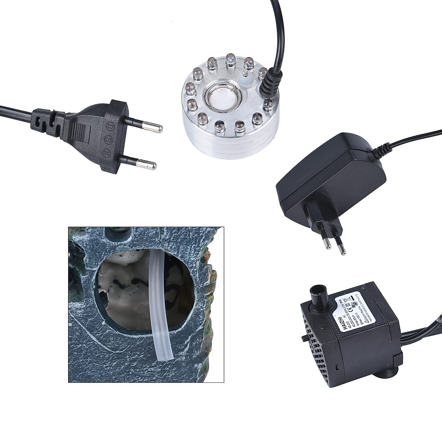 Home Decorative Forest Theme Water Fountain with LED Light (Size 19x18 Cm)