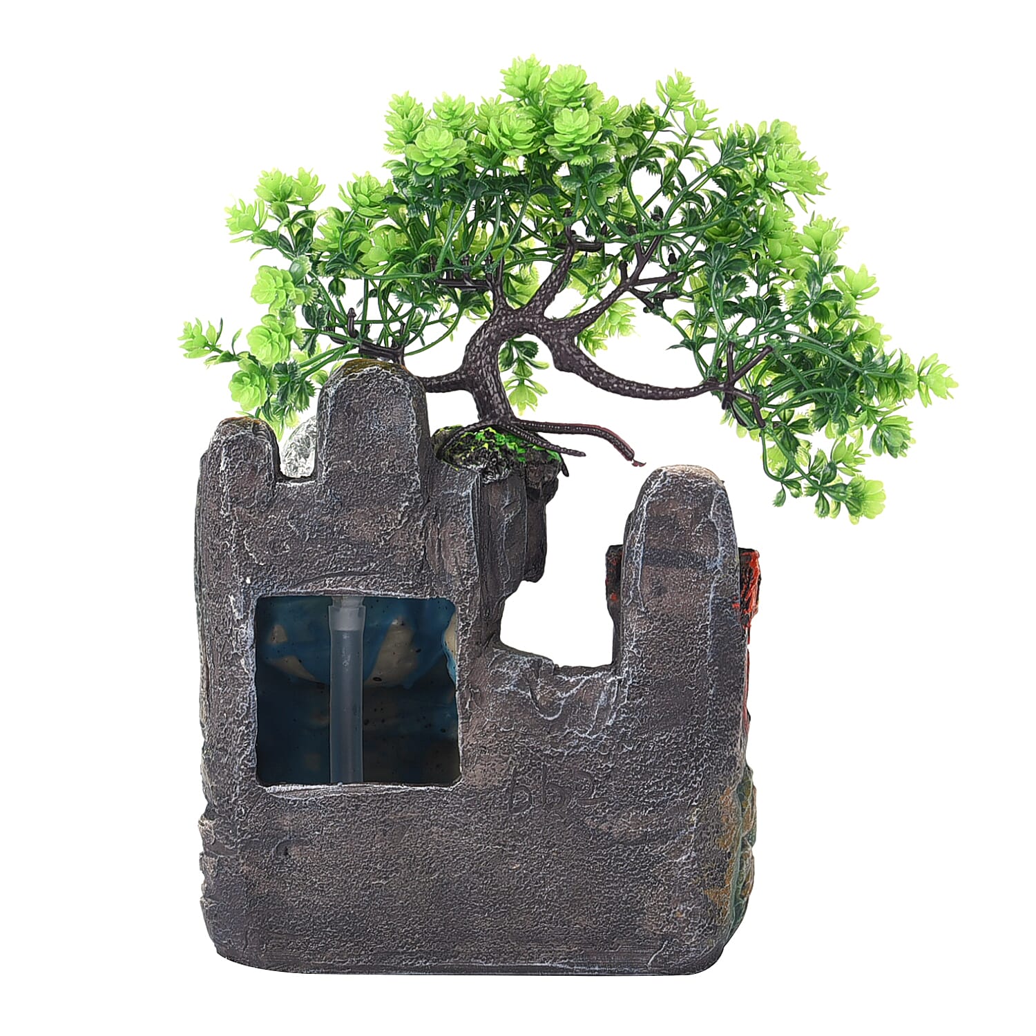 Home Decorative Forest Theme Water Fountain with LED Light (Size 19x18 Cm)