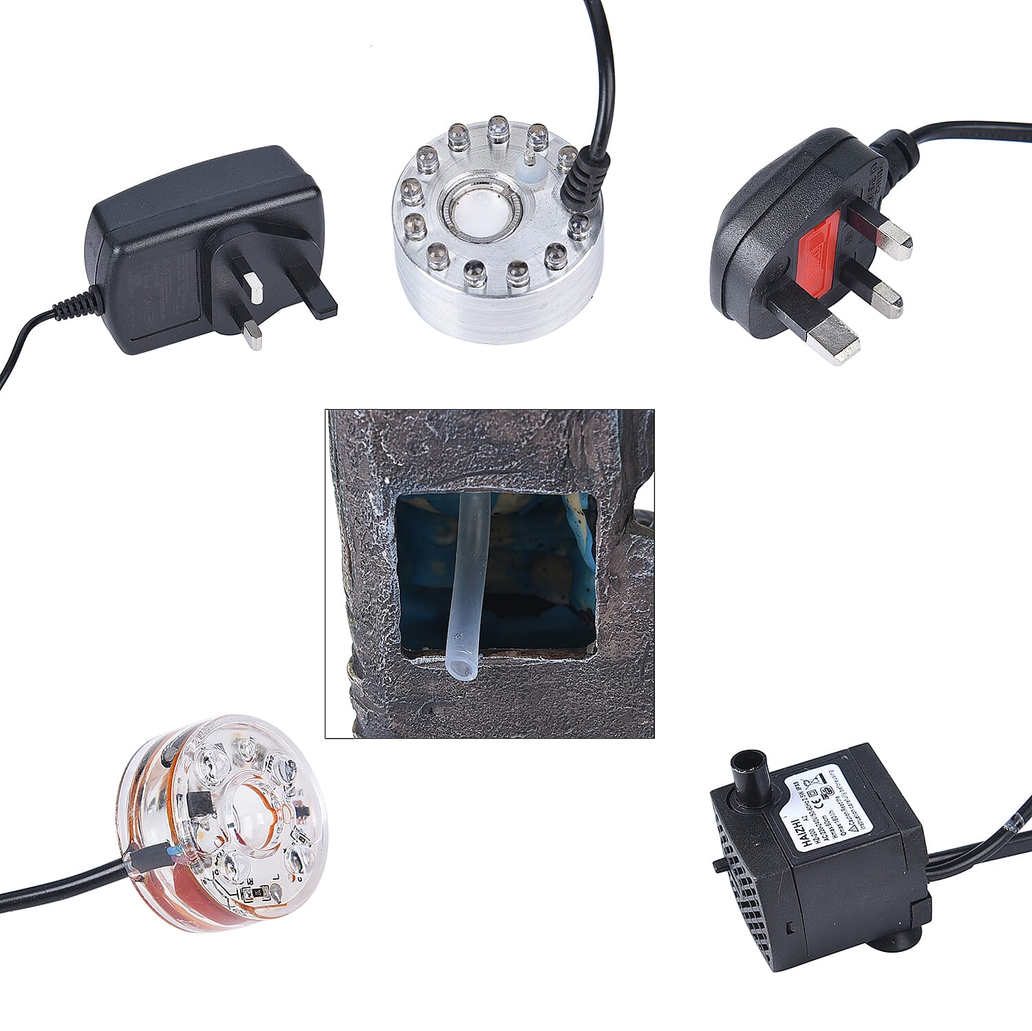 Home Decorative Forest Theme Water Fountain with LED Light (Size 19x18 Cm)