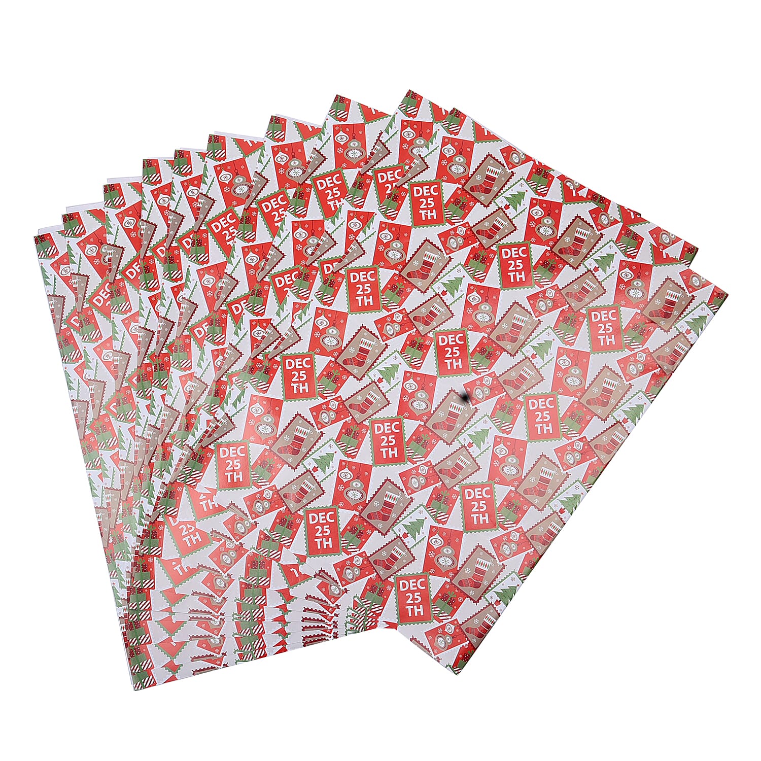 Set of 40 - Christmas Theme Wrapping Gift Papers (Size 74x51 Cm) - Beige and Multi