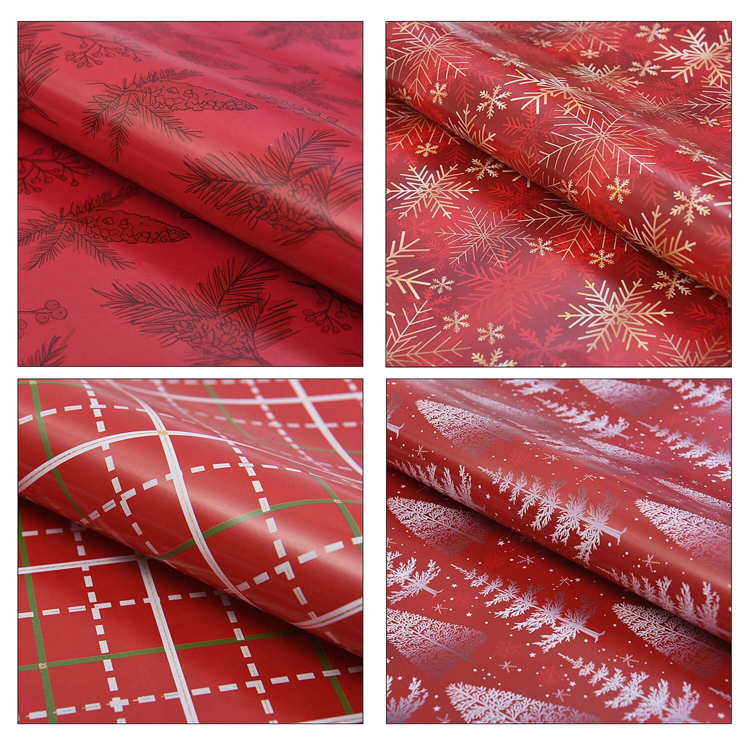 Set of 40 - Christmas Theme Wrapping Gift Papers - Red and Multi