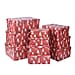 Set of 10 - Christmas Pine Cones with Leaves Pattern Gift Boxes - White and Red