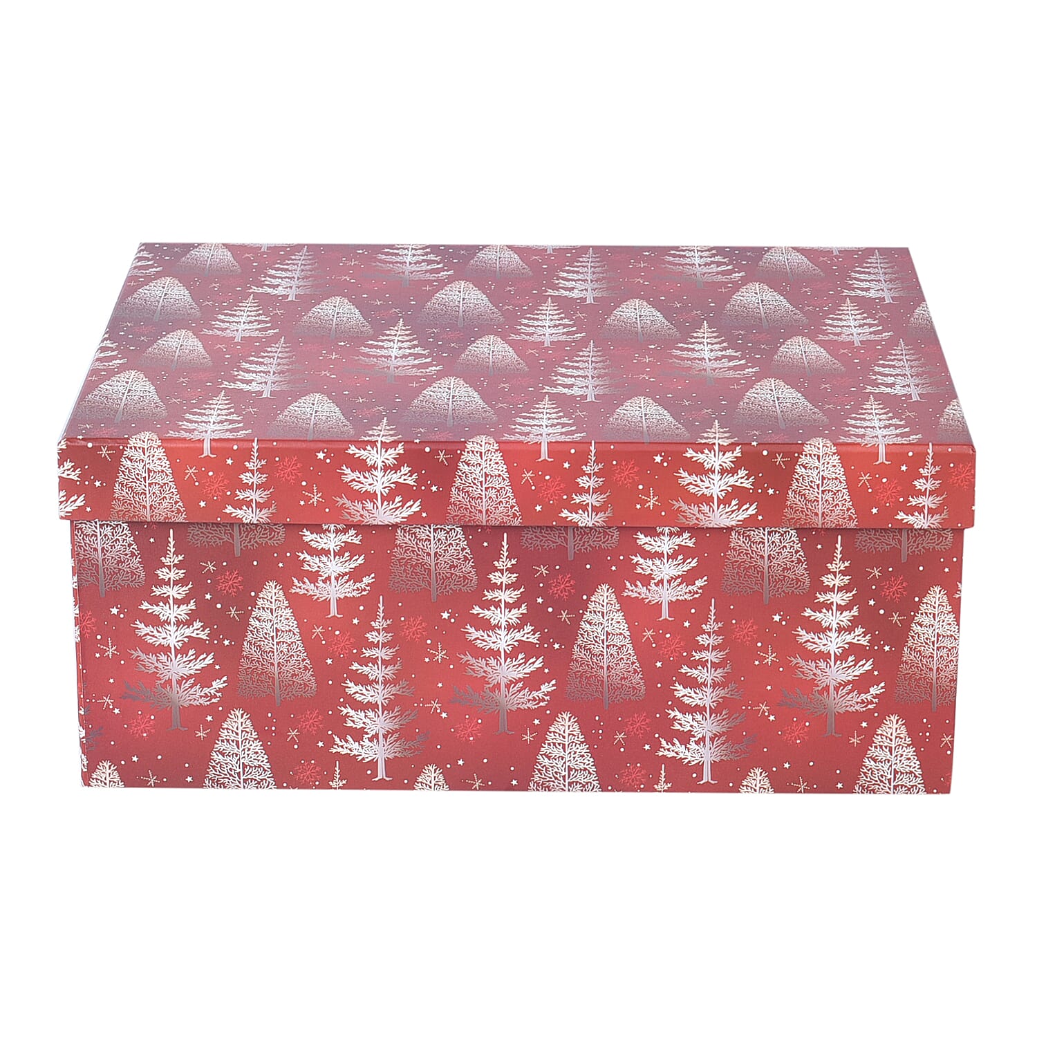 Set of 10 - Christmas Pine Tree Pattern Gift Boxes - Red