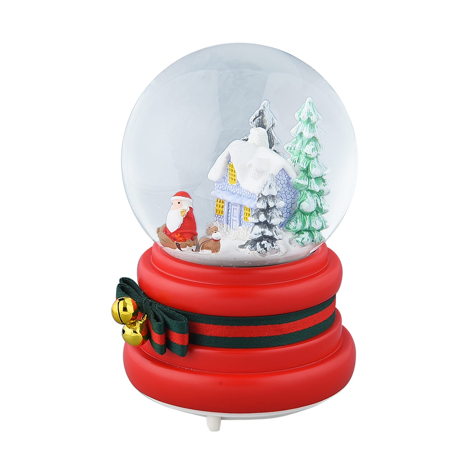 Christmas Decorative House - Santa Claus in Snowball with Music (Requires 3xAAA Batteries not included) - Red - Multi