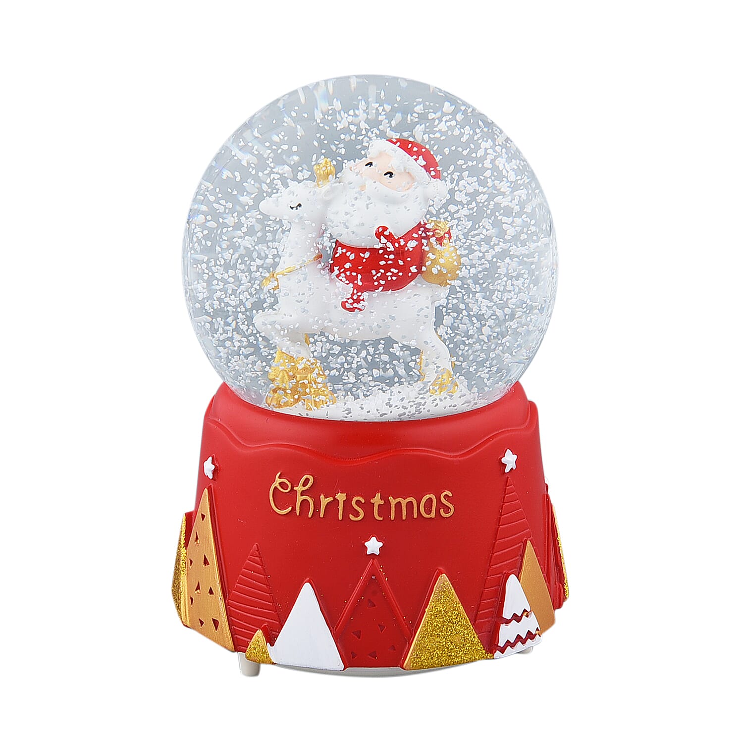 Christmas Decorative Deer & Santa Claus in Snowball with Music(Requires 3xAAA Batteries not included) - Red & Multi