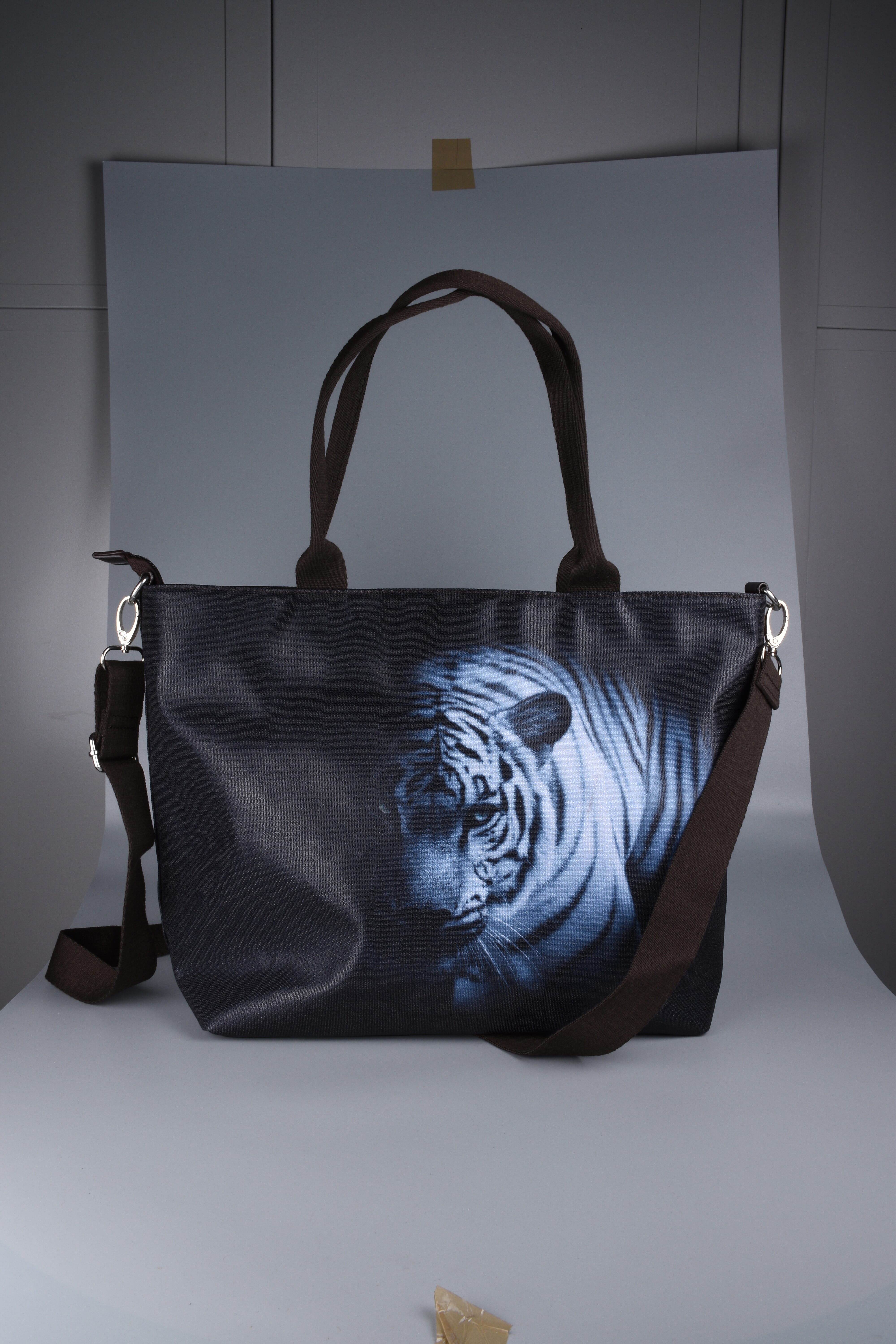 Close Out Deal - Tiger Print Shopper Bag (Size 31X10X29 cm)