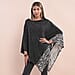 Knit Poncho with Zebra Print Border - Black and White