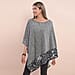 Knit Poncho with Zebra Print Border - Gray
