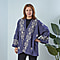 TAMSY Floral Embroidery Long Sleeves Kimono - Navy & Light Grey