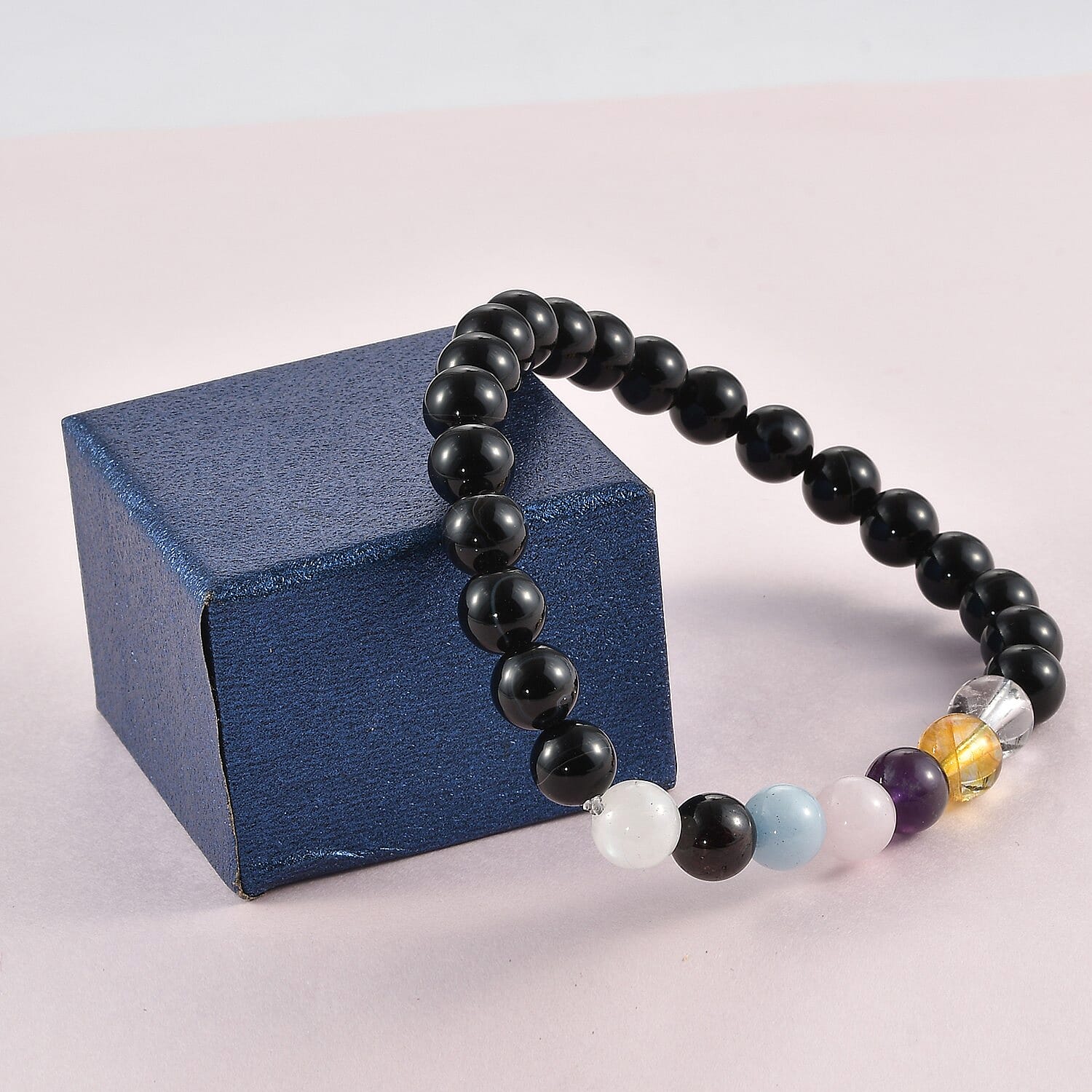 Rock Crystal Quartz Citrine and Multi Gemstones Stretchable Bracelet (Size 7.5) in Platinum Overlay Sterling Silver 100.50 Ct.