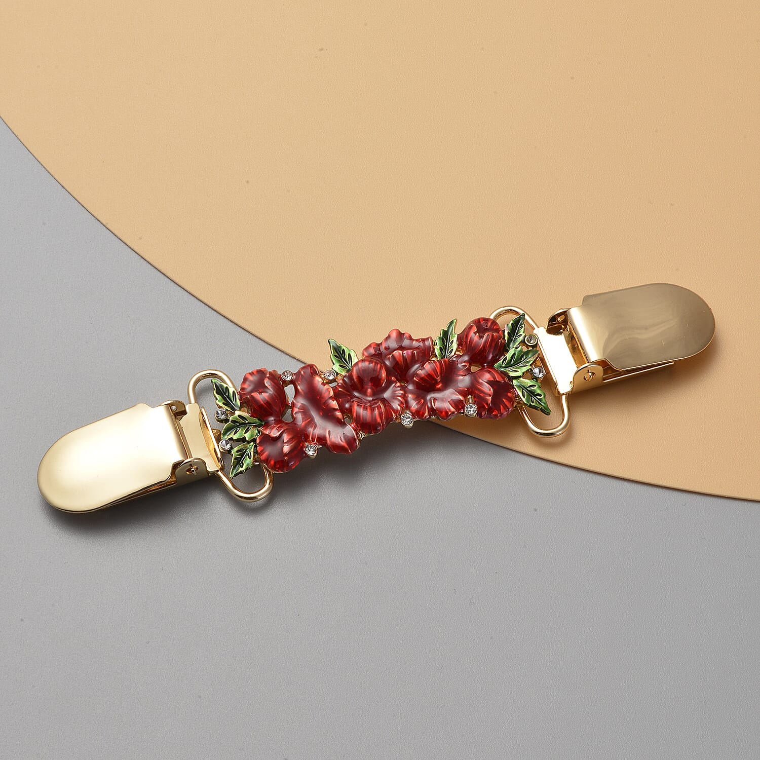 White Austrian Crystal Enamelled   Sweater Connector in Yellow Tone