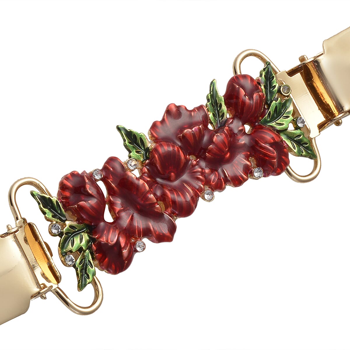 White Austrian Crystal Enamelled   Sweater Connector in Yellow Tone