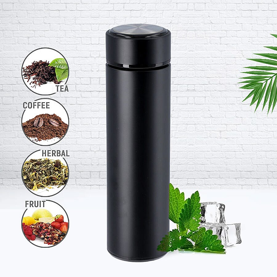 Hot & Cold Thermos Bottle with Top Temperature Display- Black
