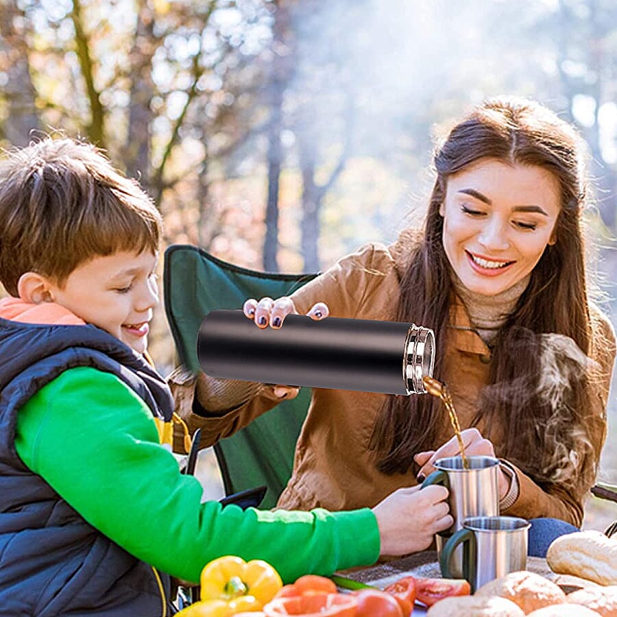 Hot & Cold Thermos Bottle with Top Temperature Display- Black