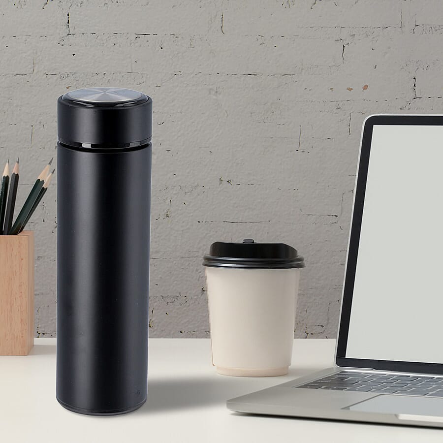 Hot & Cold Thermos Bottle with Top Temperature Display- Black